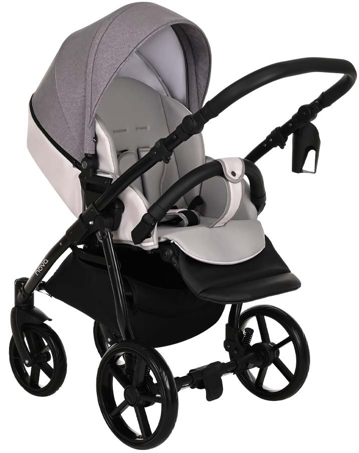 Коляска 2в1 Tutis Novo Кожа Pearl Metalic/Grey Reflective Print купить,NaN