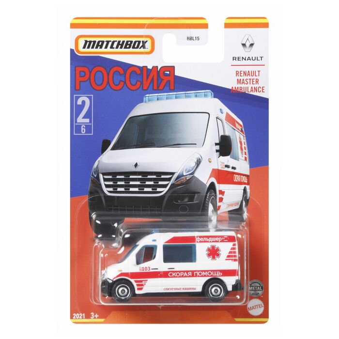 Машинка Mattel Matchbox best of Russia-Renault master ambulance купить,NaN