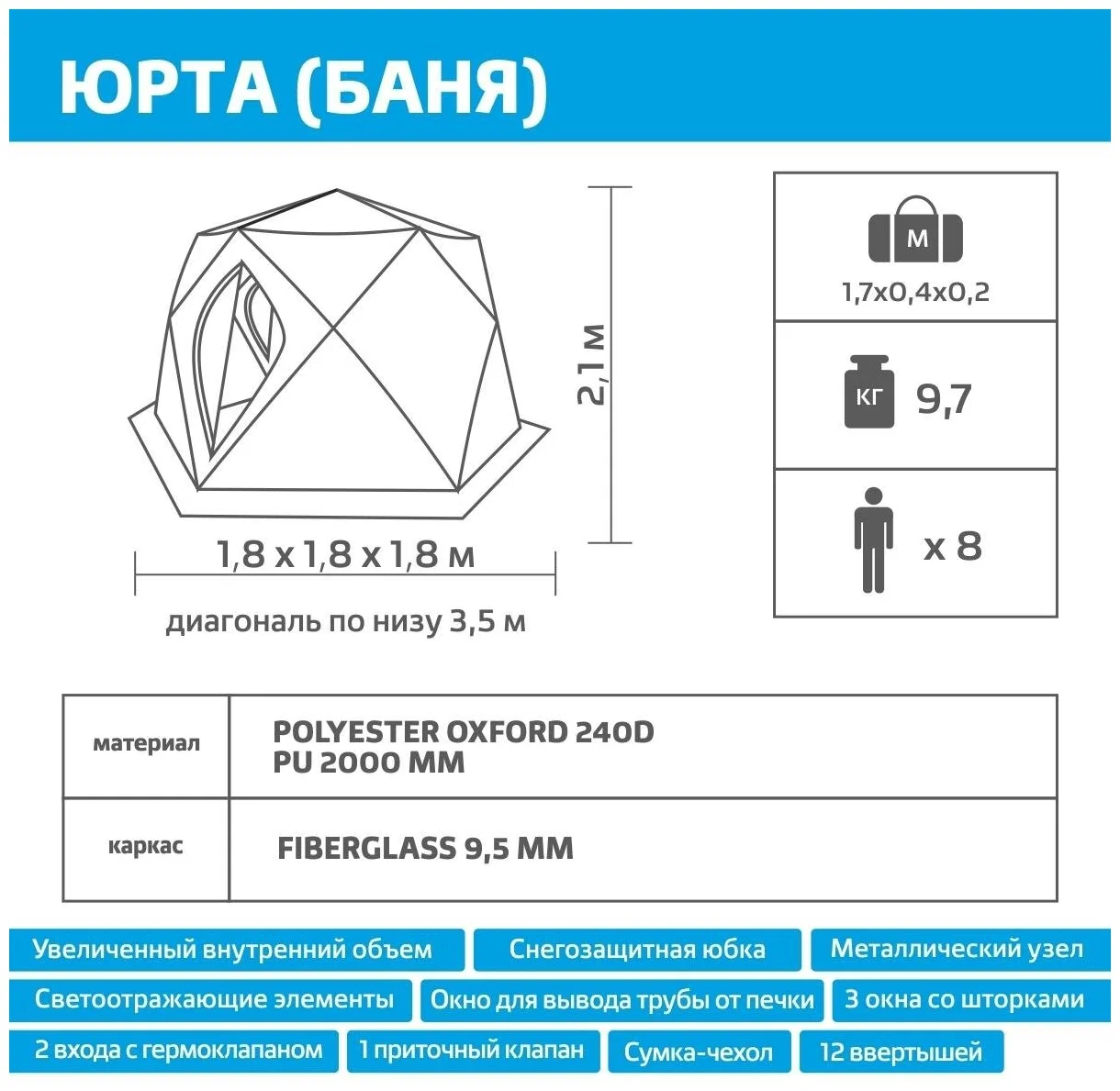 Палатка Helios Юрта HS-ISY-Y желтая купить,NaN