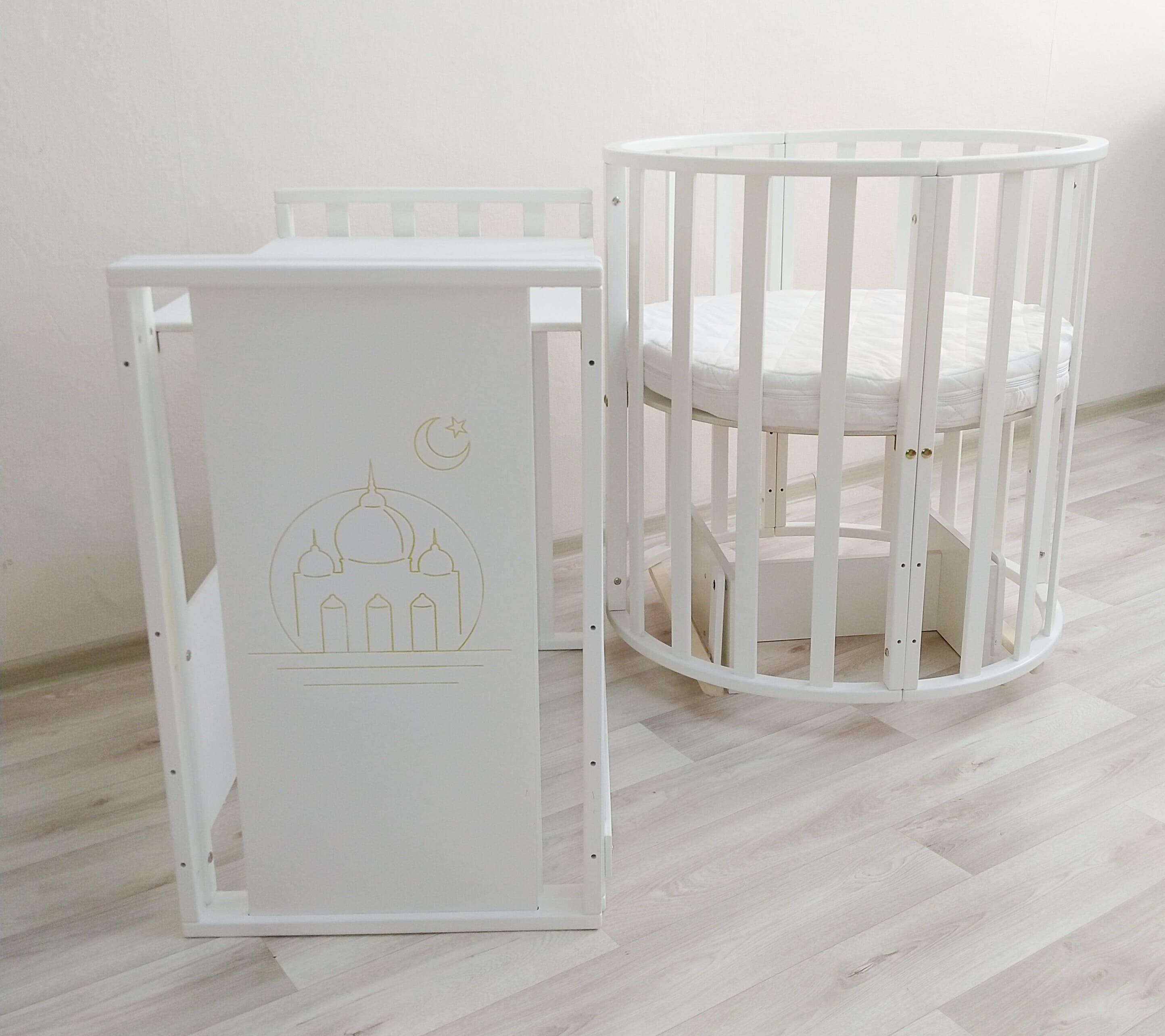 Кроватка-манеж Newborn 7&1 Mosque pendulum 2 mattresses белая