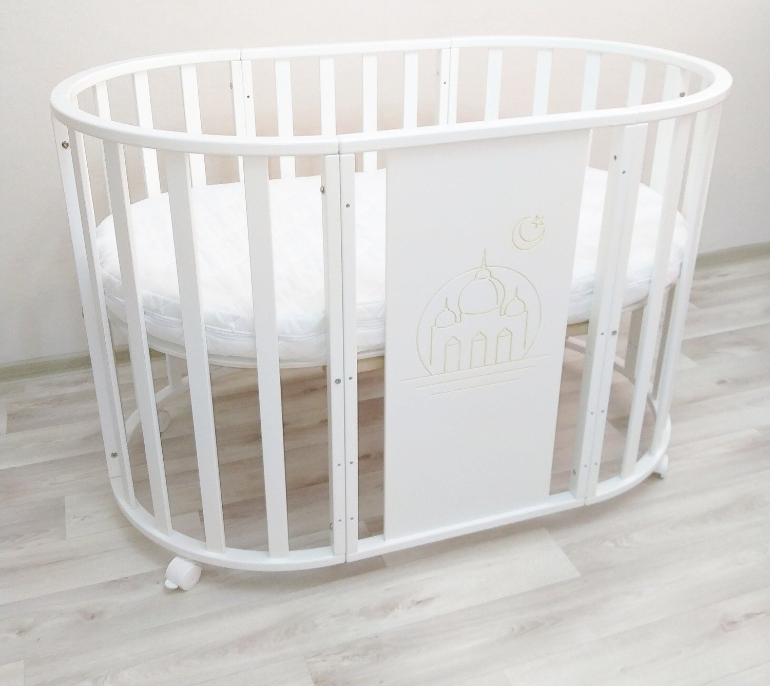 Кроватка-манеж Newborn 7&1 Mosque 2 mattresses белая купить,0