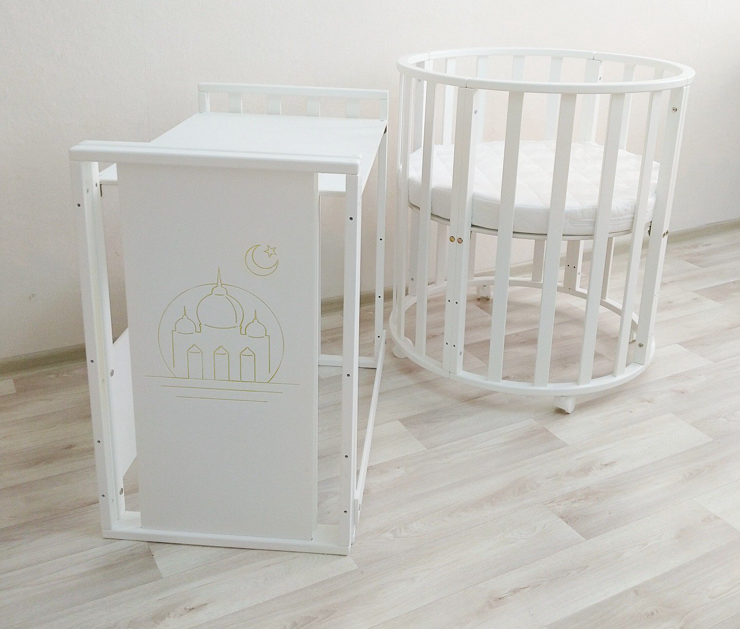 Кроватка-манеж Newborn 7&1 Mosque 2 mattresses белая купить,NaN