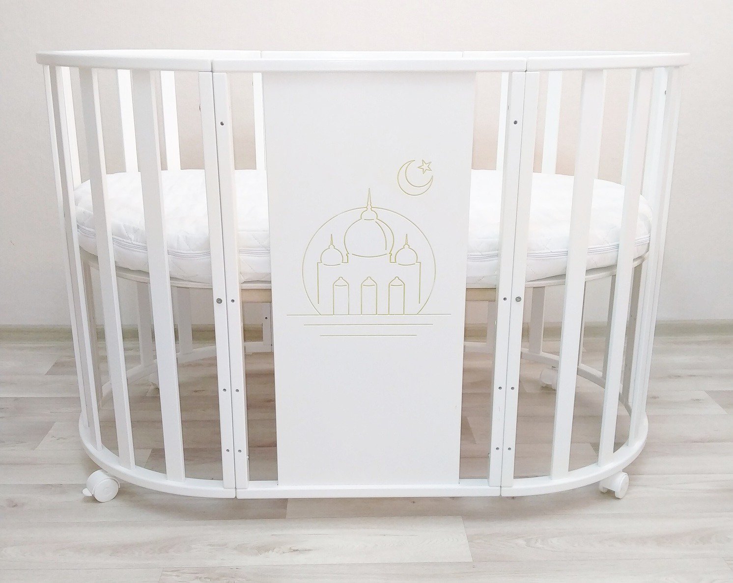 Кроватка-манеж Newborn 7&1 Mosque 2 mattresses белая