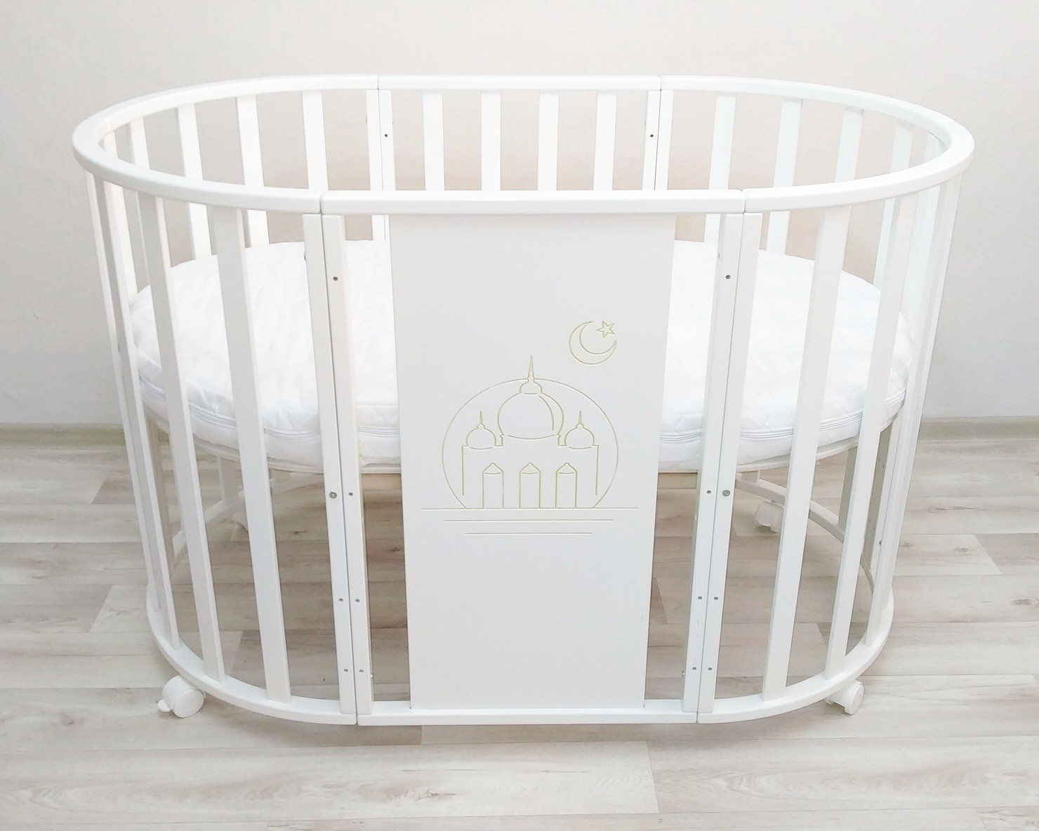 Кроватка-манеж Newborn 7&1 Mosque 2 mattresses белая купить,0