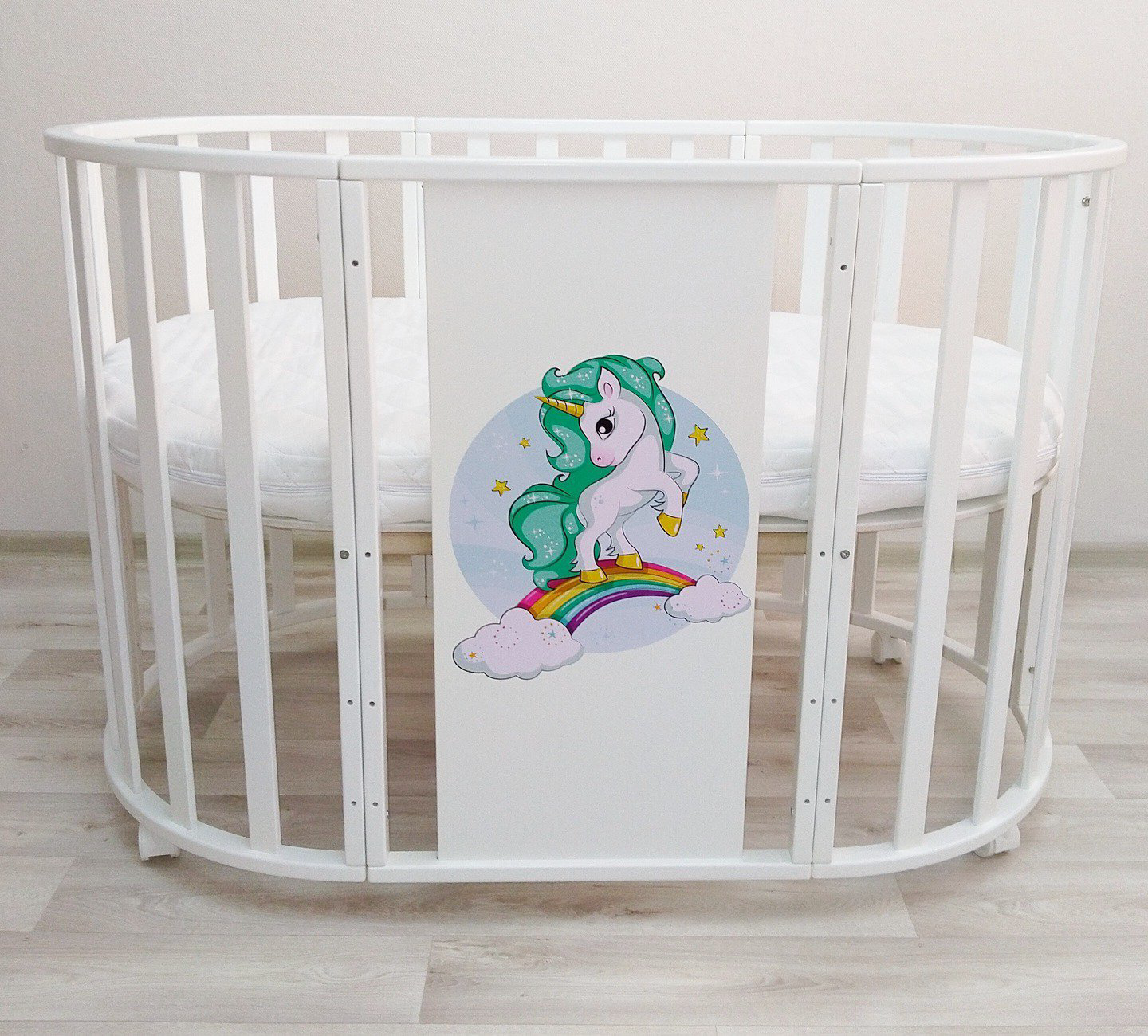 Кроватка-манеж Newborn 7&1 unicorn 2 mattresses белая купить,NaN