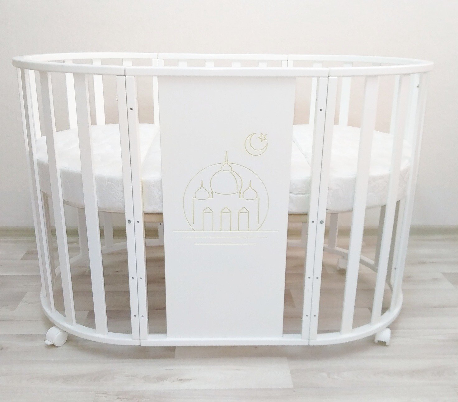 Кроватка-манеж Newborn 7&1 Mosque transform mattress белая