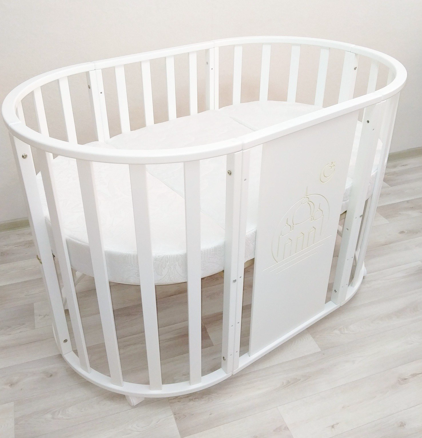Кроватка-манеж Newborn 7&1 Mosque transform mattress белая купить,NaN