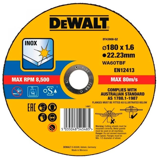 Диск отрезной Dewalt DT43908-QZ 180х1.6мм купить,NaN