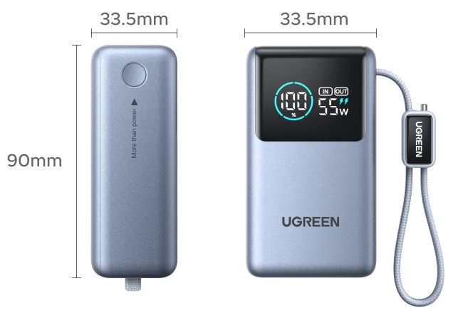 Внешний аккумулятор Ugreen PB727 75701B 55W 10000mAh Gray