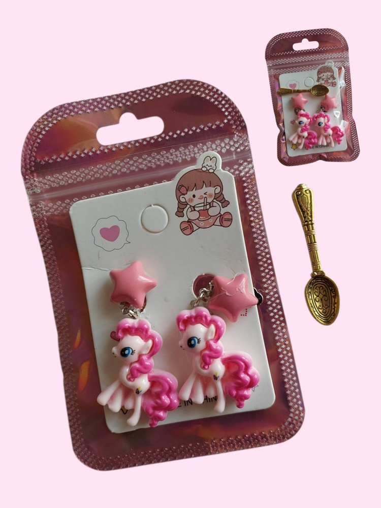 Серьги детские Poni клипсы пластик купить,NaN