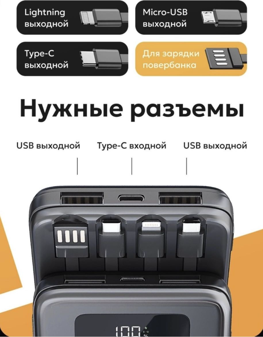 Внешний аккумулятор Yili Power Bank 20000 mAh 25 Вт черный купить,NaN