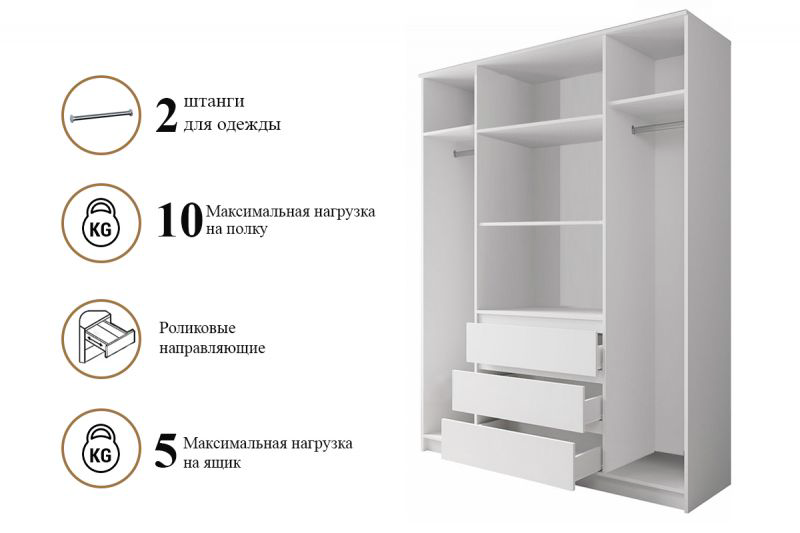 Шкаф СВ Мебель Денвер Белый Шагрень 14902 160x46.2x205.2см белый купить,NaN