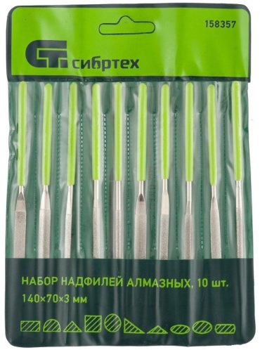 СИБРТЕХ набор надфилей 158357 10 шт купить,NaN