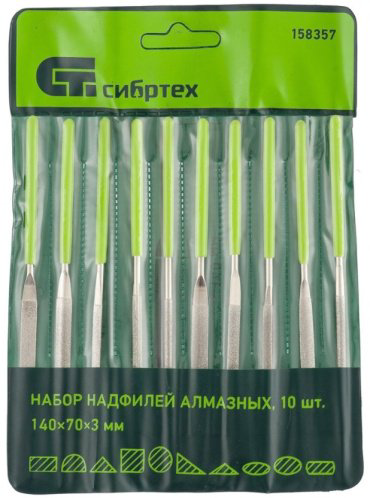 СИБРТЕХ набор надфилей 158357 10 шт купить,NaN