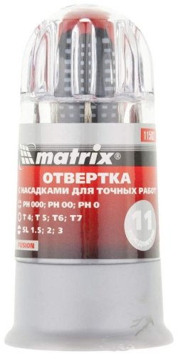 Matrix отвертка с насадками 11582