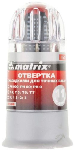 Matrix отвертка с насадками 11582