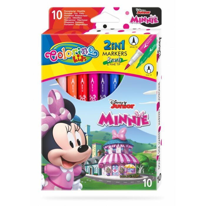 Фломастеры двусторонние для рисования Colorino Minnie 10 шт 10 цв 0.1 мм 0.5 мм картон купить,NaN