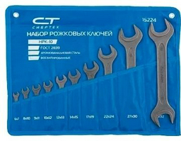 СИБРТЕХ набор ключей рожковый 6-32 мм 15224, 10 шт