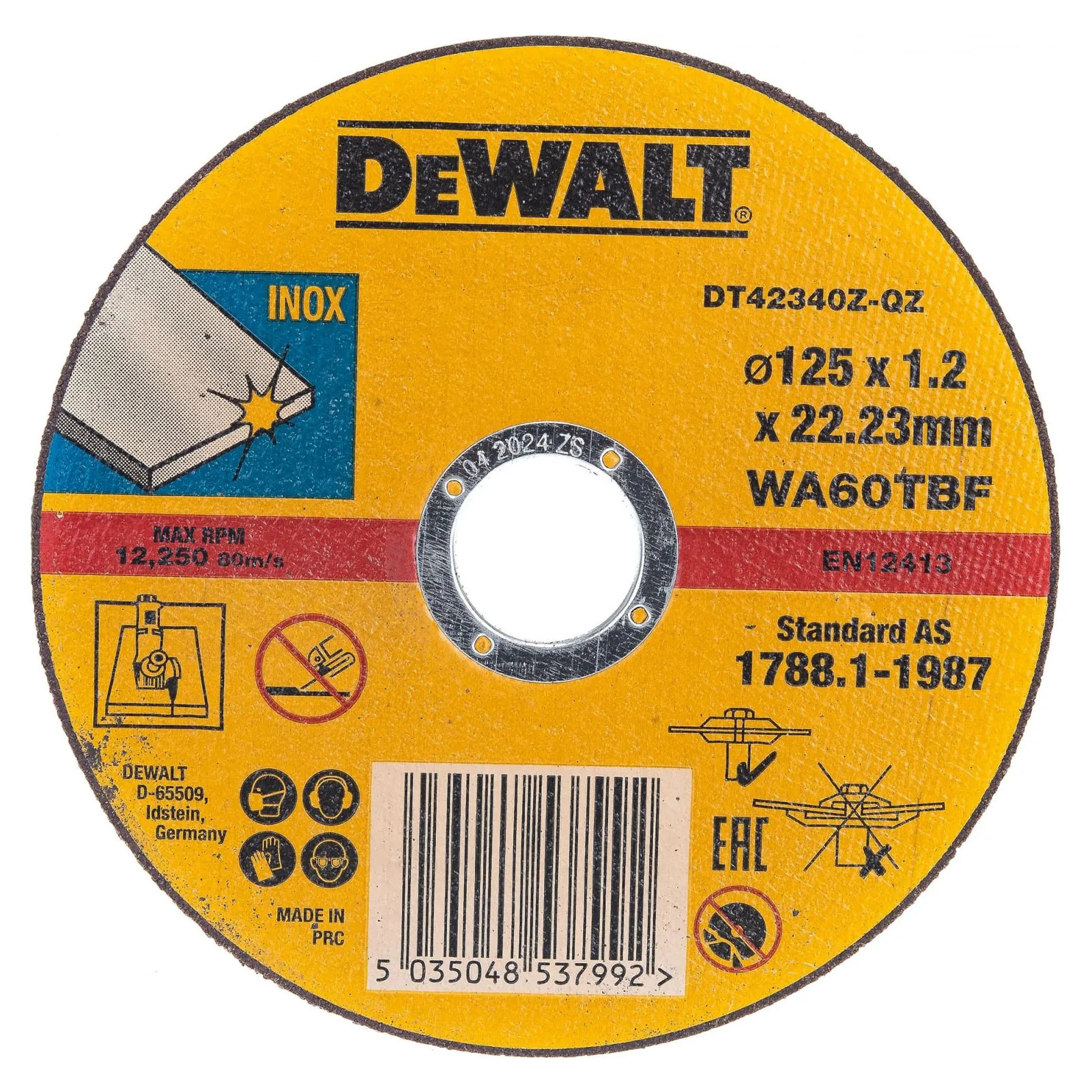 Диск отрезной Dewalt DT42340Z-QZ 125х1.2х22.2мм  