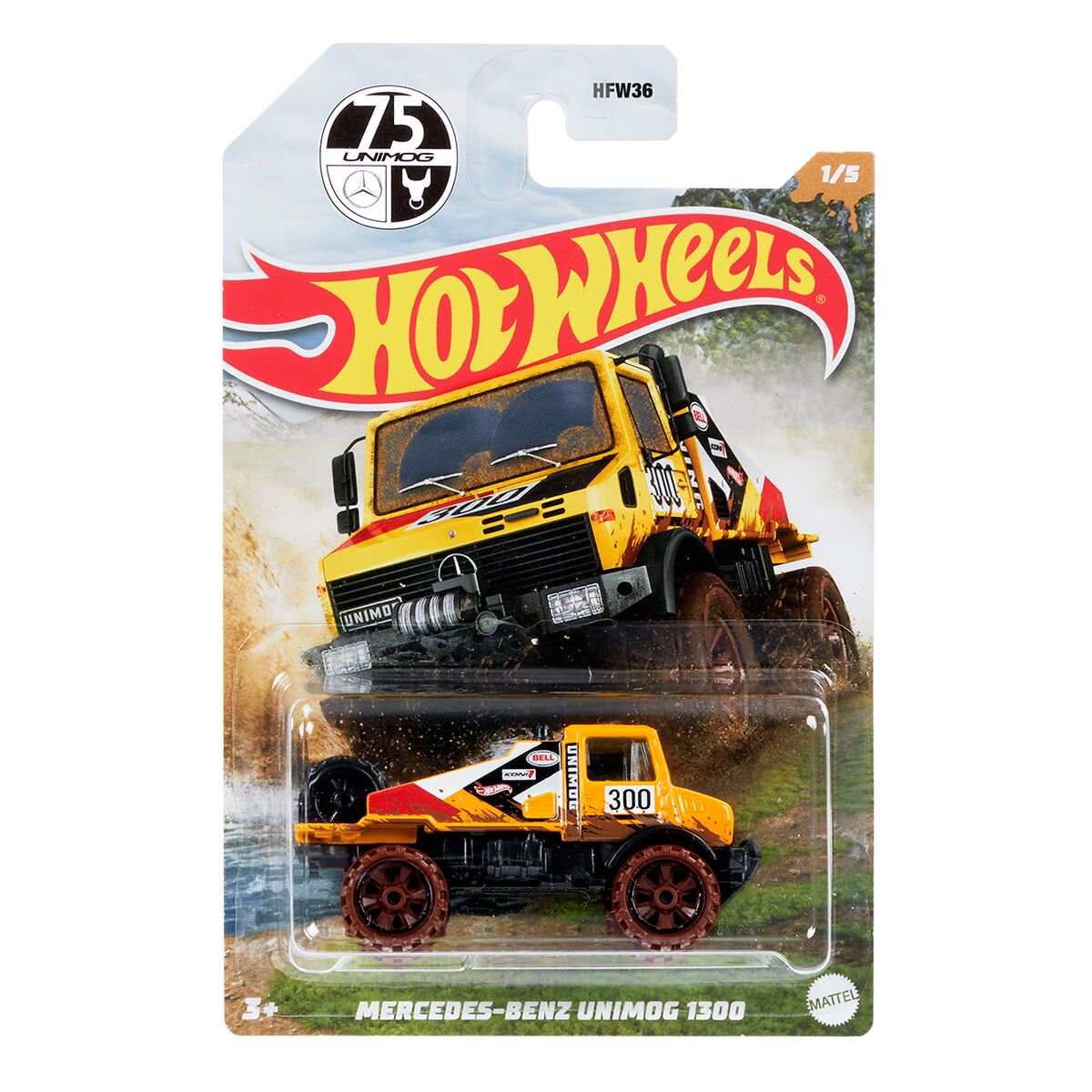 Машинка Hot Wheels Basic Mud Runners​ - Mercedes-Benz Unimog 1300 HFW36/1 купить,NaN