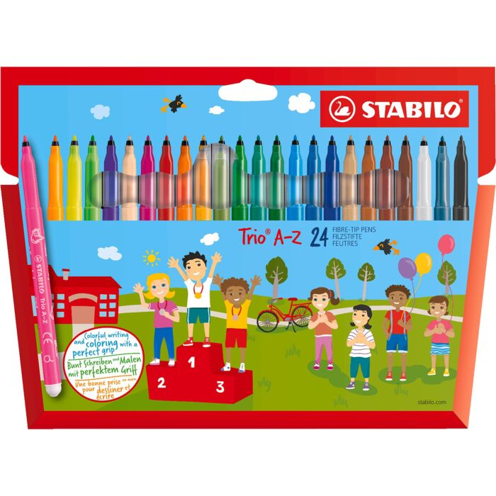 Фломастеры смываемые для рисования Stabilo Trio A-Z 24 шт 24 цв 0.7 мм картон 378/1-24-01 купить,NaN