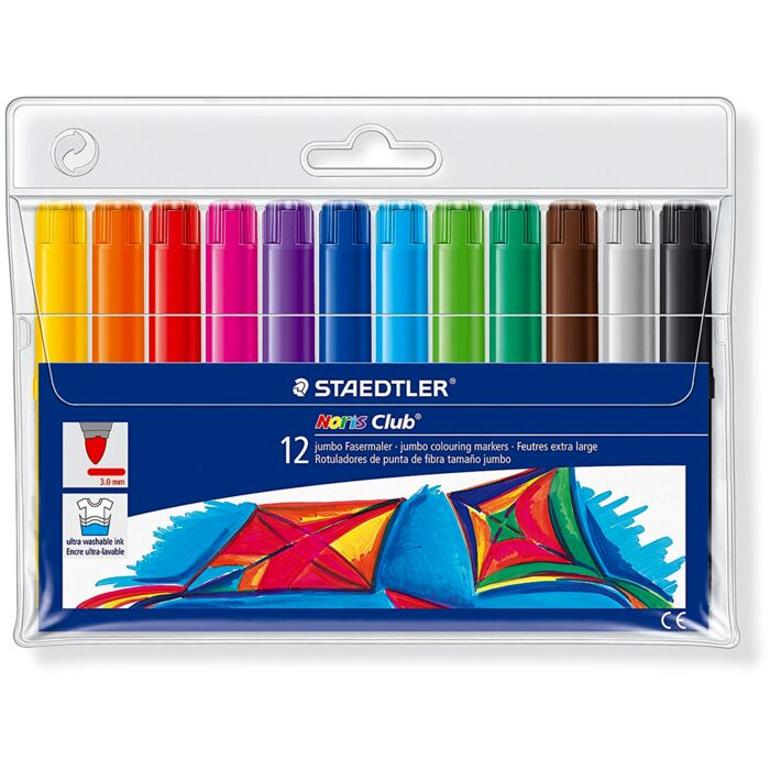 Фломастеры укороченные для рисования Staedtler Noris Club 12 шт 12 цв 3 мм пластик 340-WP12 купить,NaN