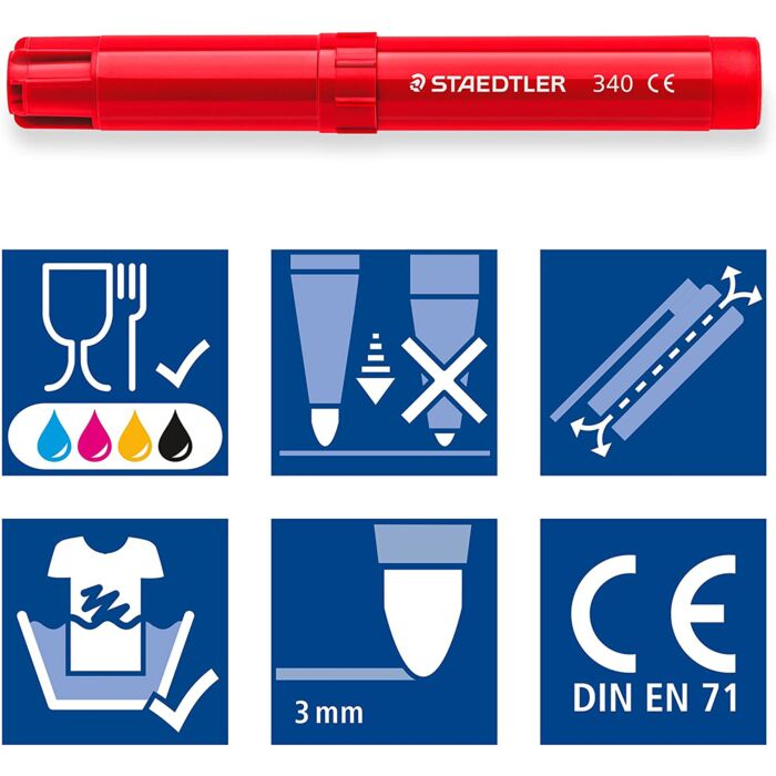 Фломастеры укороченные для рисования Staedtler Noris Club 12 шт 12 цв 3 мм пластик 340-WP12 купить,NaN