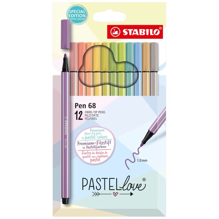 Фломастеры для рисования Stabilo Pen 68 12 шт 12 цв 1 мм картон 6812-7-7 купить,NaN