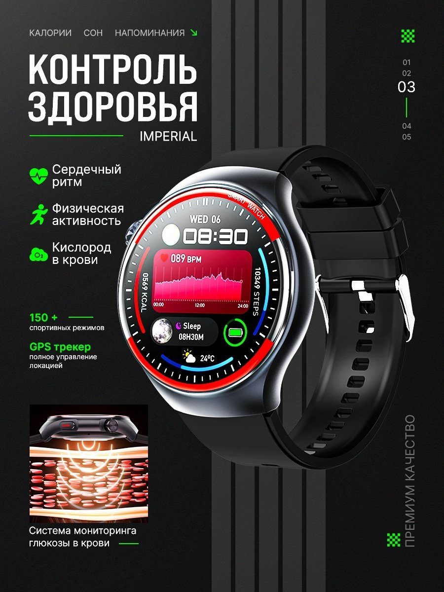 Смарт-часы SNEL Watch IMPERIAL 49 мм черный-черный