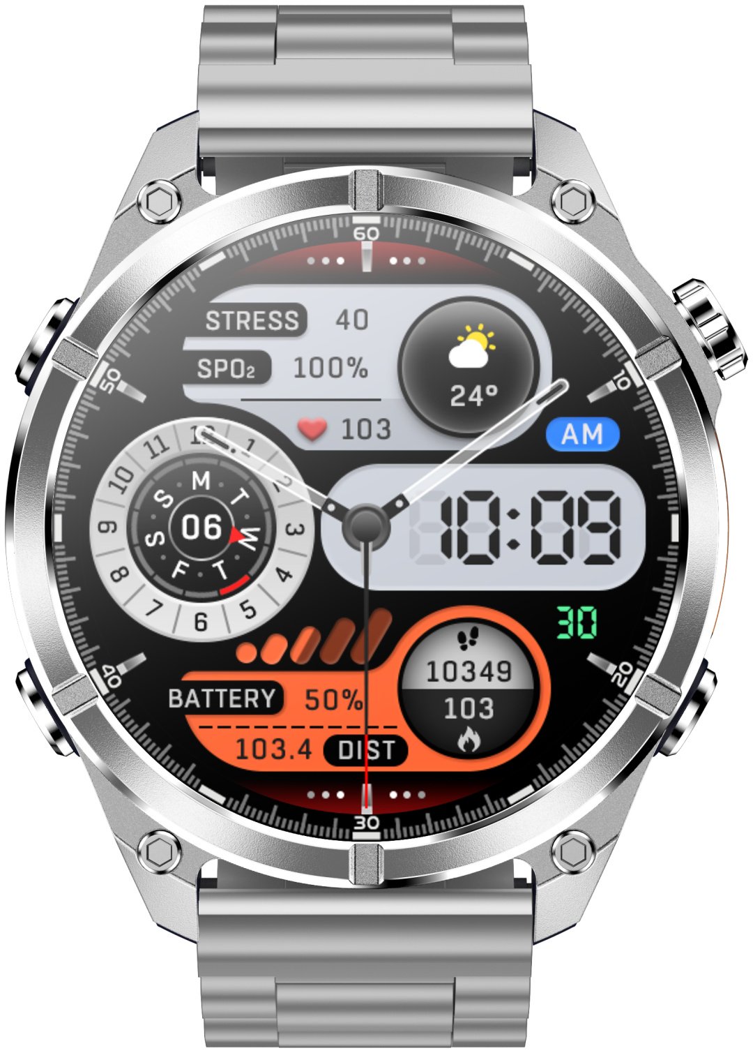 Смарт-часы SNEL Watch ELITE 47 мм серебристый-серебристый купить,NaN