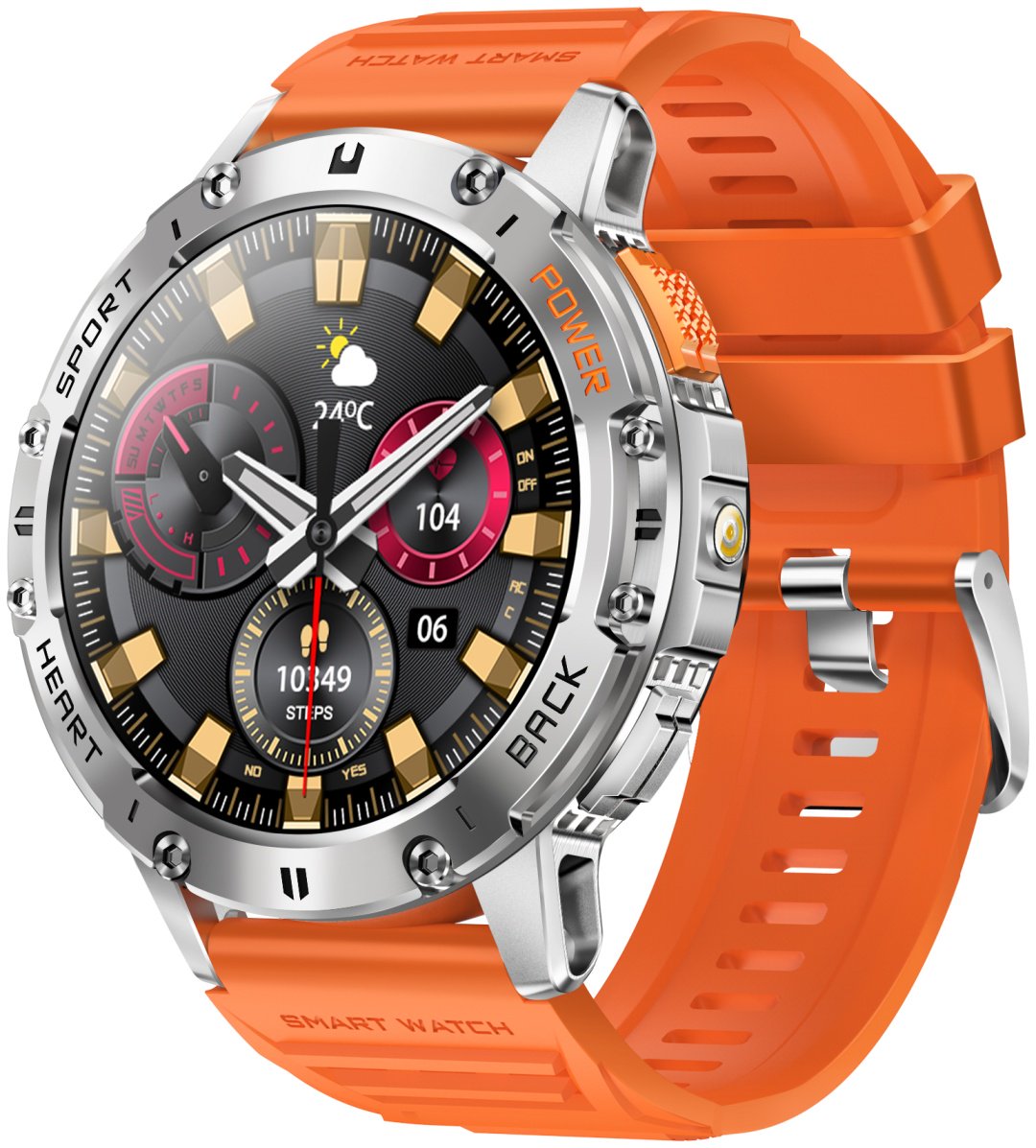Смарт-часы SNEL Watch IGNITE AURORA 48 мм серебристый-оранжевый