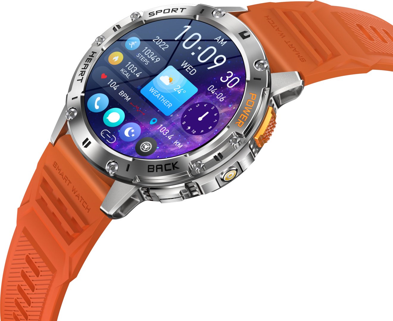 Смарт-часы SNEL Watch IGNITE AURORA 48 мм серебристый-оранжевый купить,NaN