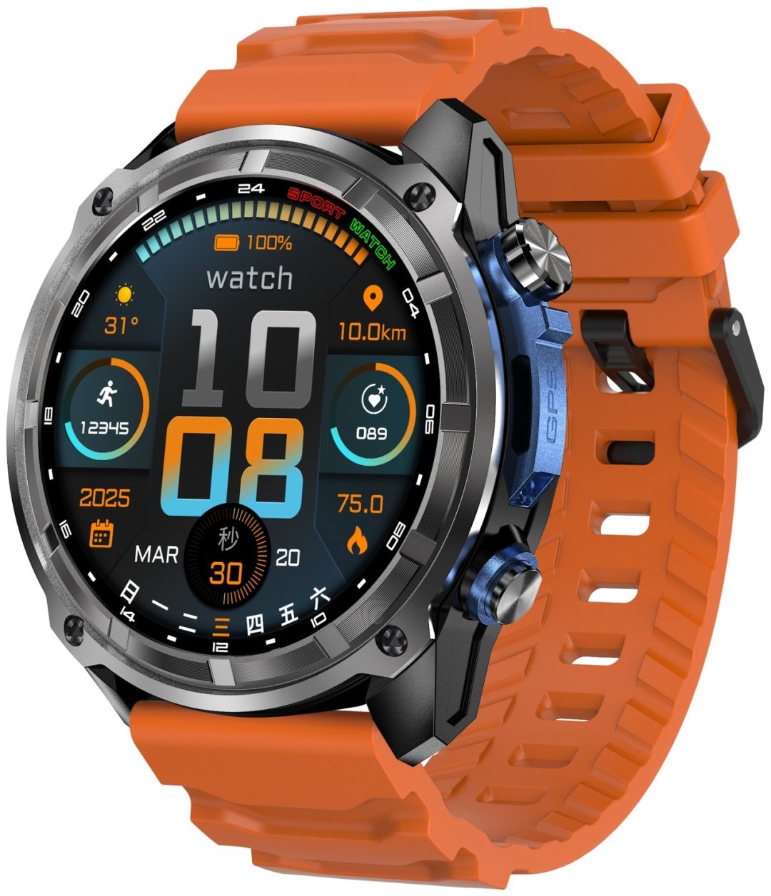 Смарт-часы SNEL Watch TRON 47 мм серый-оранжевый