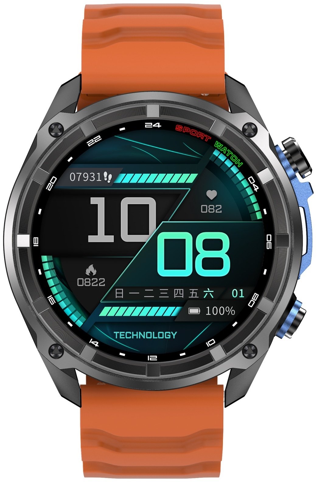 Смарт-часы SNEL Watch TRON 47 мм серый-оранжевый