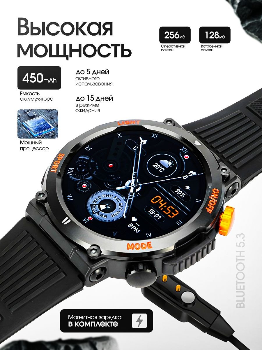 Смарт-часы SNEL Watch CLASSIC 47 мм черный-зеленый-зеленый
