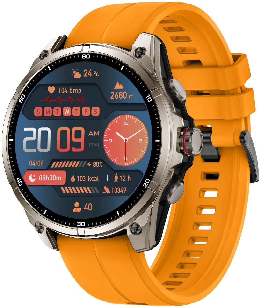 Смарт-часы SNEL Watch MODENA 44 мм серебристый-оранжевый