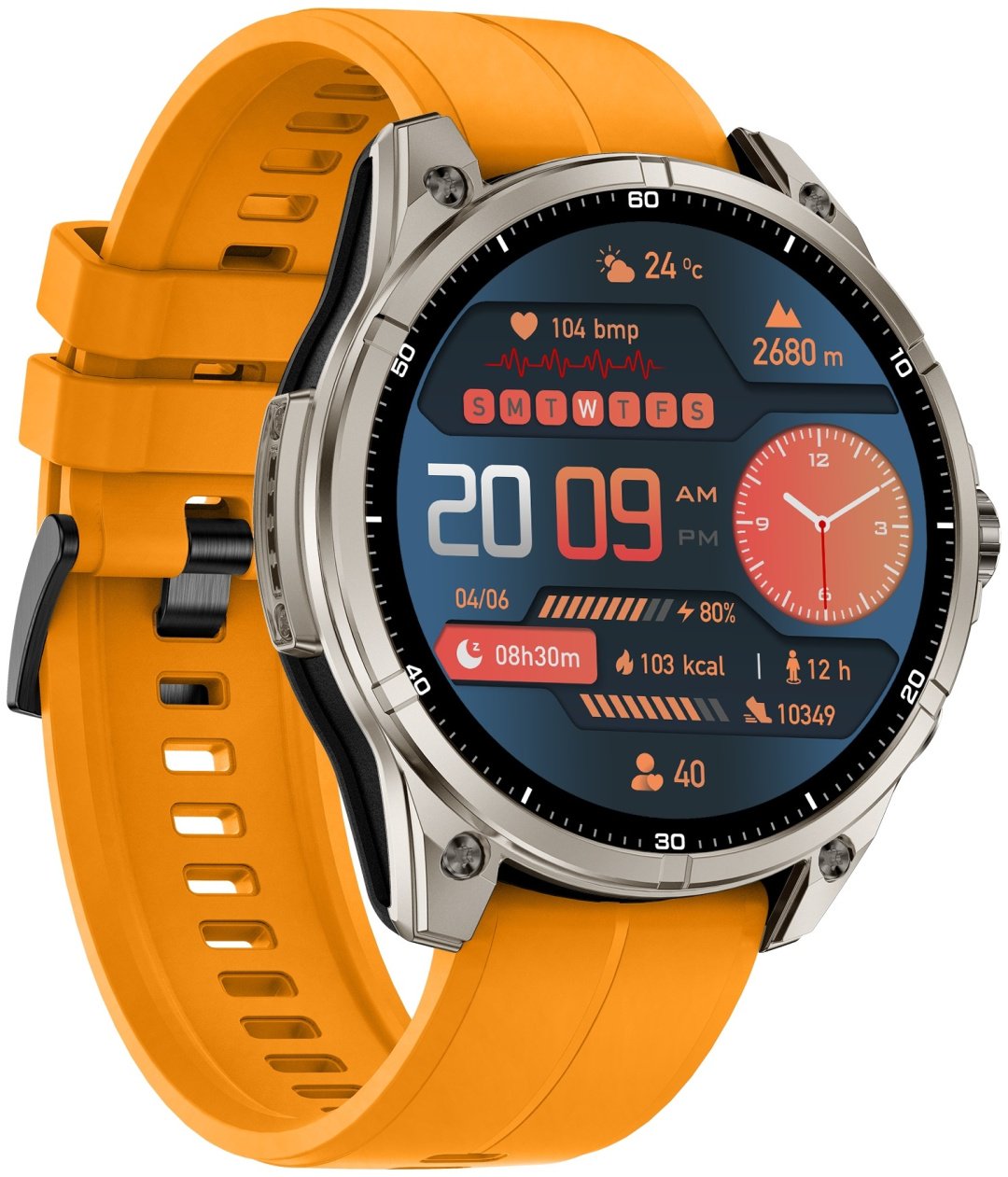 Смарт-часы SNEL Watch MODENA 44 мм серебристый-оранжевый купить,NaN