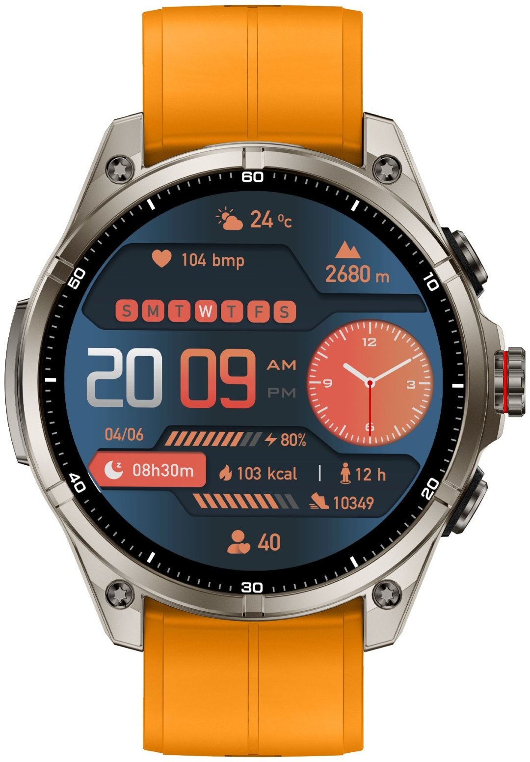 Смарт-часы SNEL Watch MODENA 44 мм серебристый-оранжевый купить,NaN
