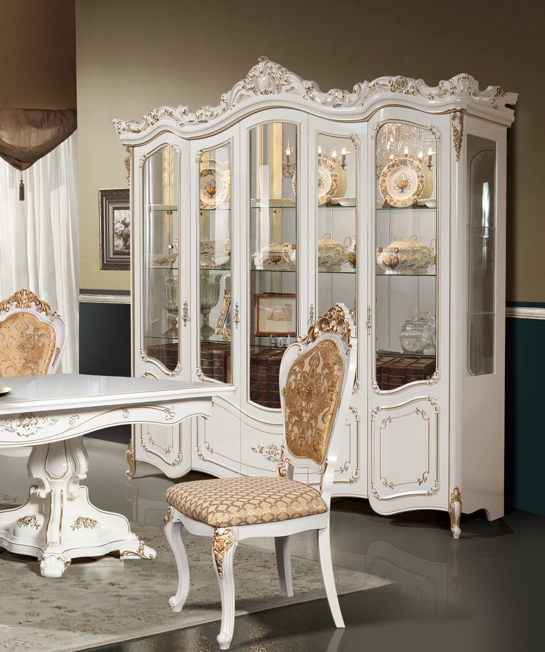 Шкаф-витрина СлонимМебель Элиза-1 103144716 247x49x245см белый купить,NaN
