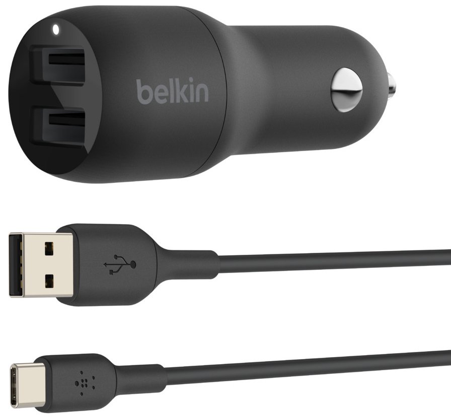 Зарядное автомобильное устройство Belkin Car Charger 24W Dual CCE001BT1MBK 1m черное