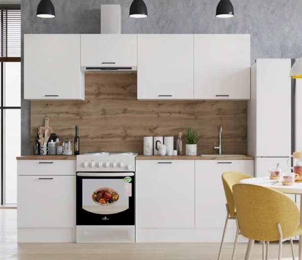 Кухонный гарнитур Горизонт Паола 240х220х60см белый купить,NaN