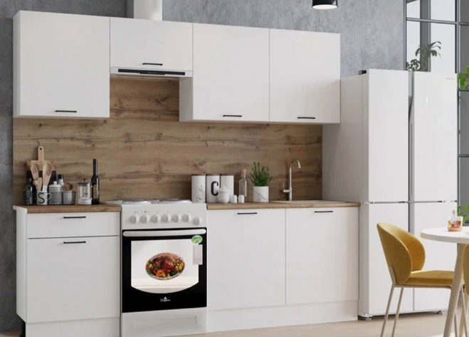Кухонный гарнитур Горизонт Паола 240х220х60см белый купить,NaN