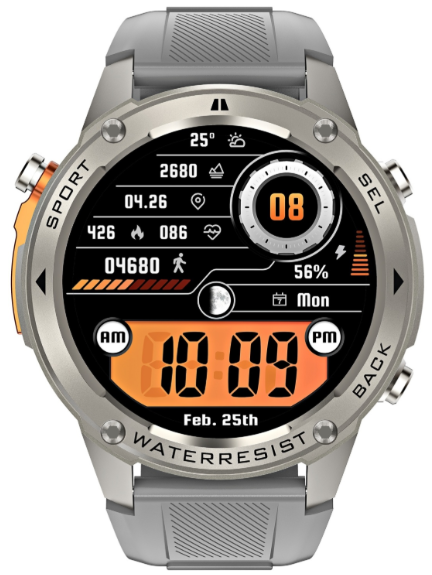 Смарт-часы Snel Watch Ocean 53 мм серебристый-серый