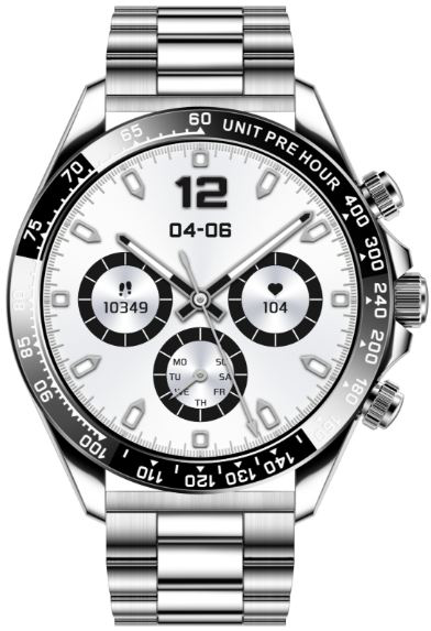 Смарт-часы SNEL Watch DAYTONA 46 мм серебристый-черный-серебристый