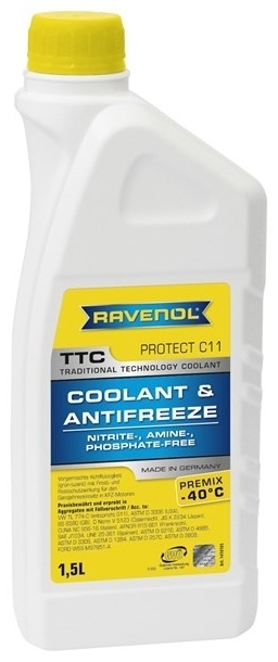 Антифриз RAVENOL TTC G11 жёлтый 1.5л купить,NaN