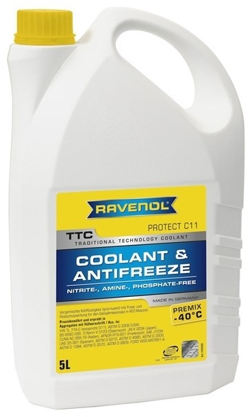 Антифриз RAVENOL TTC G11 жёлтый 5л купить,NaN