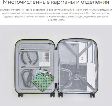 Чемодан Xiaomi NinetyGo Elbe Luggage поликарбонат 38 розовый купить,NaN