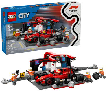 Конструктор LEGO Пит-стоп с болидом Ferrari, деталей 322 шт