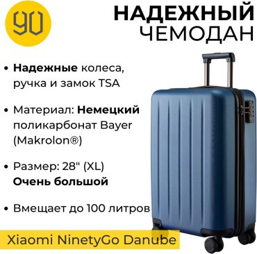 Чемодан Xiaomi NinetyGo Danube Luggage поликарбонат 100 синий купить,NaN