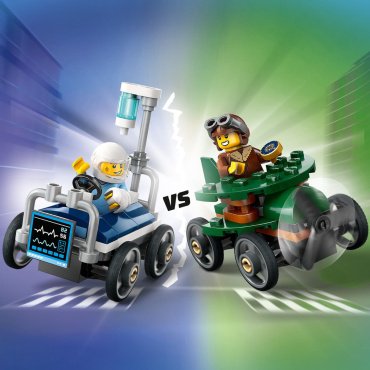 Конструктор LEGO Набор гоночных машин: Самолет против больничной койки, деталей 70 шт купить,0